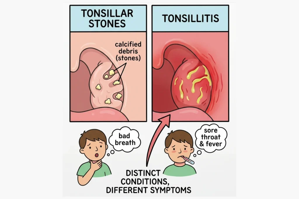 Tonsillitis vs Tonsil Stones Comparison
